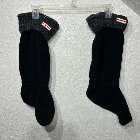 Hunter Women Black Fleece Boot Sock Black Multicolor Top Size Large 8-10 Insert - Picture 1 of 4